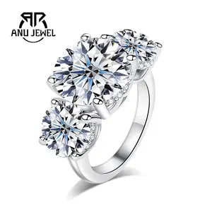 AnuJewel Round Cut Moissanite Engagement Rings 11CT D Color VVS1 925 Sterling Silver Anniversary Wedding Promise Ring for Women Ring Jewelry With Certificate