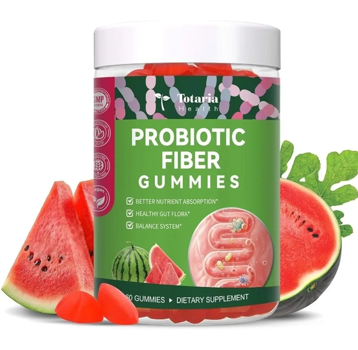 9-in-1 Probiotic Prebiotic Fiber Gummies for Adults & Teens, Sugar-free Fiber Supplement with Psyllium Husk, FOS, Inulin, ACV & 5 Billion CFU Bacillus Coagulans for Digestion & Gut, 60 Vegan Gummies