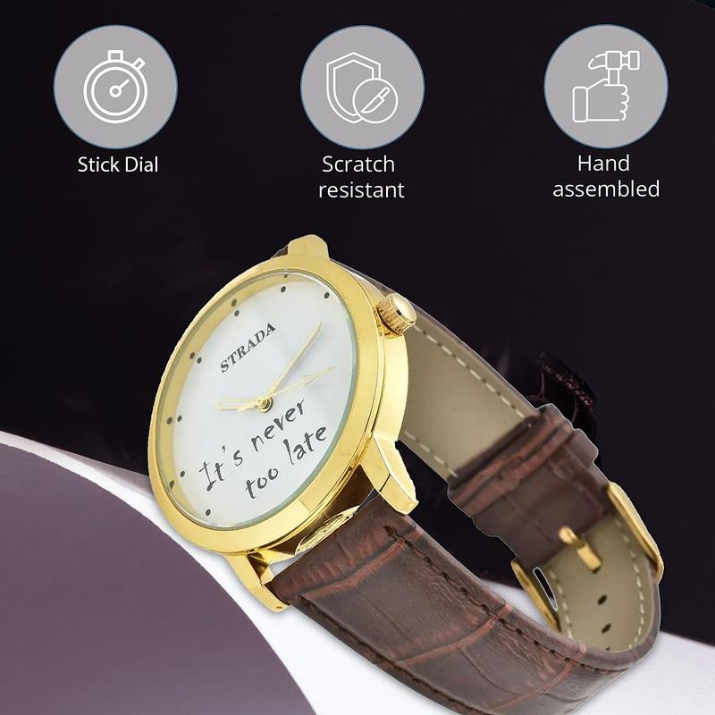 Strada Japanese Movement Dial Watch with Faux Leather Strap .5-9.0" (40.38mm) Birthday Christmas Gifts