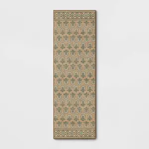 28"x84" Floral Block Memory Foam Runner Rug Yellow - Threshold