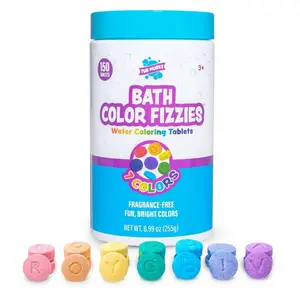 Tub Works Bath Color Fizzies, 150 Count | Nontoxic & Fragrance-Free | Fizzy, Bath Color Tablets for Kids | Create Colorful Water Water Tablets in 7 Colors for Variety | Bath Bombs for Kids Bathtub