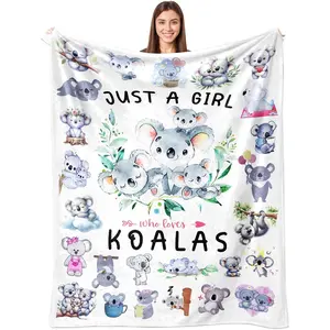 Koala Blanket Gifts for Koalas Lover Animal Koala Stuffed Soft Flannel Koalas Bear Throw Blanket Decor Bedding