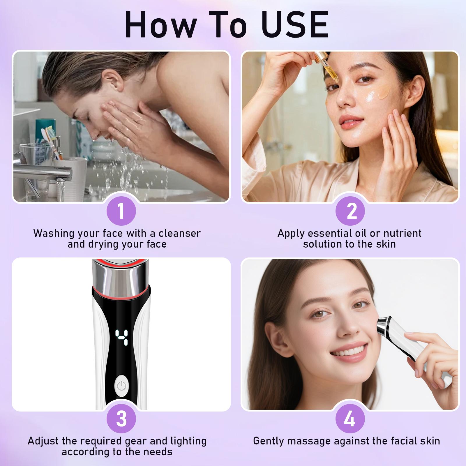 Face Lift Device - Spa-Grade Korean Skin Care Facial Massager, LED Light Therapy for Wrinkles, Skin Tightening & Firming Beauty Device (White)