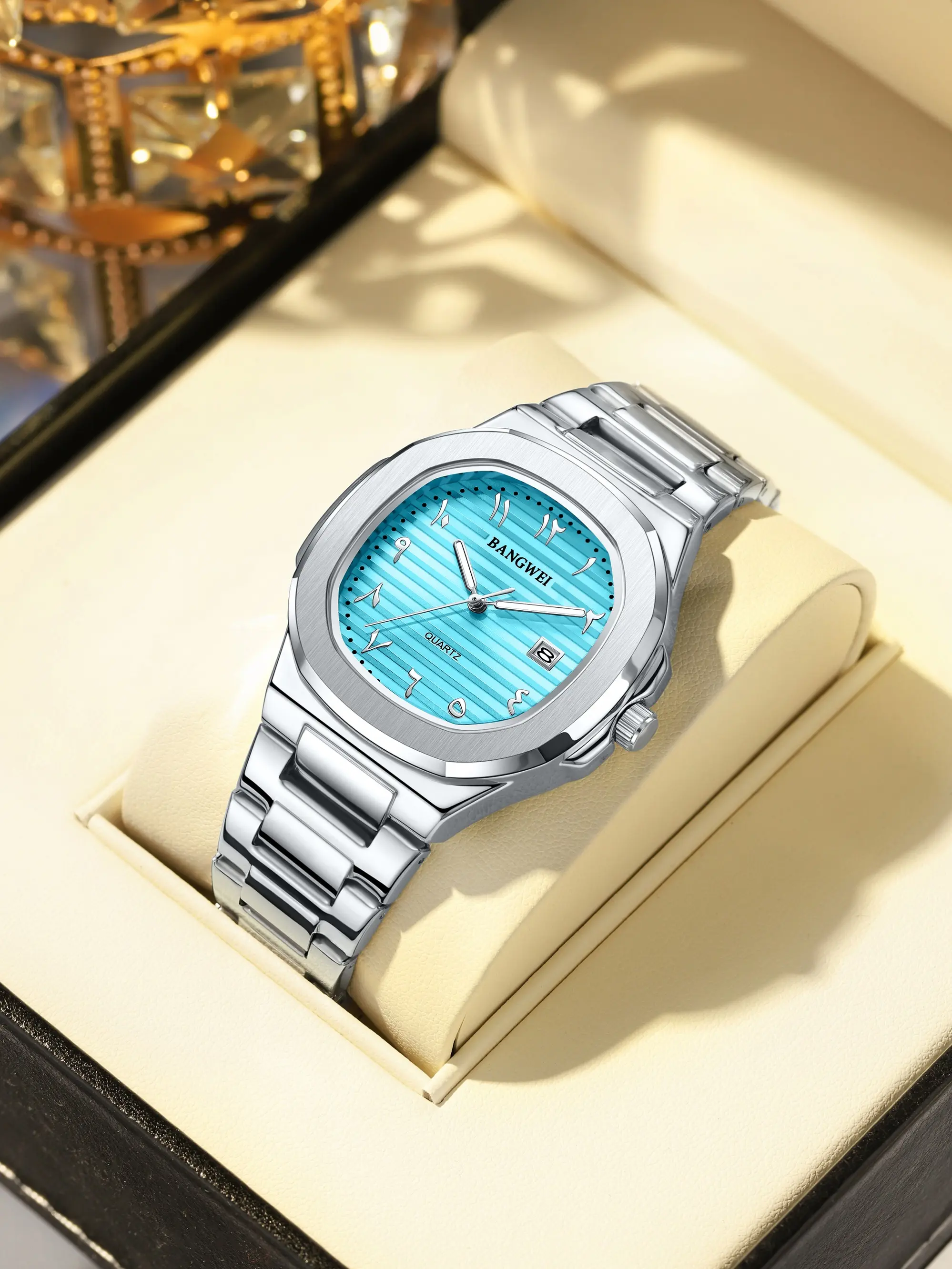 Men's Business Fashion Elegant Round Dial Watch, Business Wristwatch, Steel Quartz Waterproof Watch, Business Fashion Watches, Arabic Numerals, Waterproof Luminous Design, Party Suitable, Multiple Colors Available