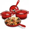 TLGREEN 7Pcs Nonstick Enameled Cast Iron Cookware Set - Thermal, PFOA & PFAS Free, Even Heating, 500°F Oven Safe, Gas/Induction Compatible - Includes 10" Skillet, Dutch Oven, Tortilla Comal, Stovetop Fried Pans & Woks - Dorm Essential for Baking, Stews