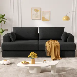 84” Loveseat Sofa Set of 3, Boneless Modular Sofa Couches for Living Room, Cloud Couch with Deep Seat,Easy Assembly for Small Spaces,Beige