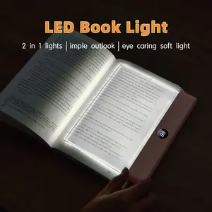 Smart Reading Light Book Light, Rechargeable Clear Flat Reading Light with & Timer, Ultra-thin Wireless Design Dimmable Panel Plate Lamp Book Full Page Light for Reading in Bed at Night, Funny Gifts for Readers