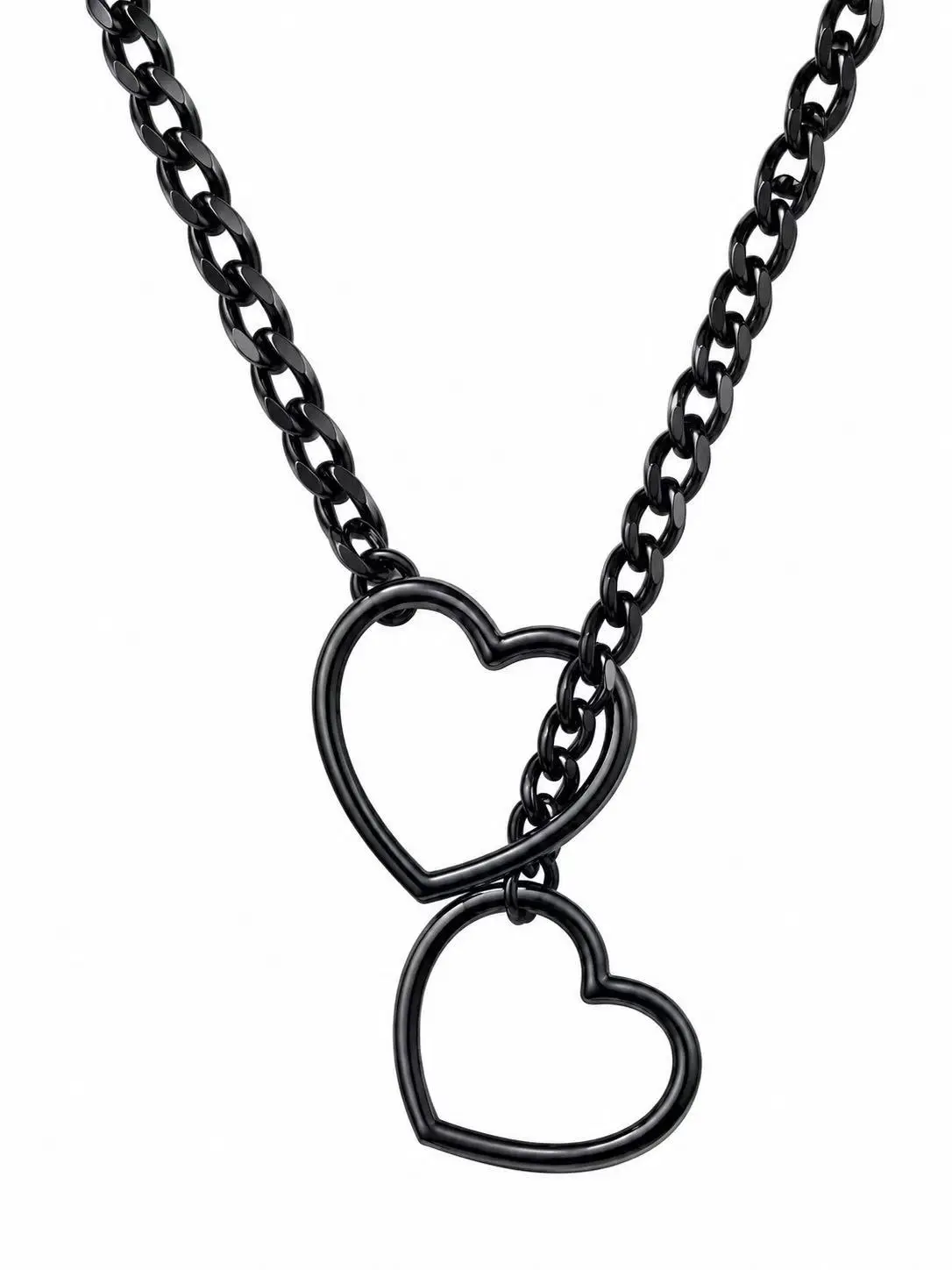 80cm Black Unisex O-Ring Charm Punk Look Adjustable Slip Chain Necklace - Women's Artificial Gemstone Jewelry, Daily Wear Statement Piece, Holiday Gift