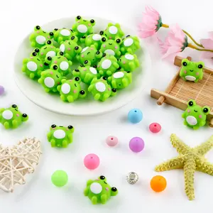 16Pcs Frog Silicone Focal Beads for Keychain Making DIY Handicraft,3D Shaped Silicone Beads for Pens