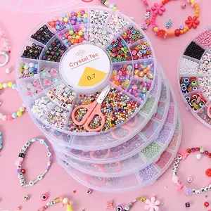 Personalized DIY Bracelet Kit with Round Clay Charms & Square Letter Beads! Make Your Own Name/Friendship Jewelry,Beads for Teens Craft Gift