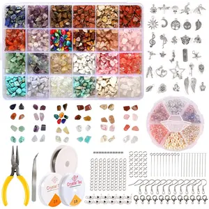 2800 Natural Crystal Gemstone Beads DIY Earrings Ring Tools