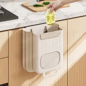 Foldable Kitchen Trash Can 1.74/2.93 Gallon Hanging Bin Space-saving Wastebasket for Kitchen Bathroom Bedroom Cabinet RV Camping Car
