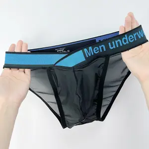 Big V-Waist Sexy High-Cut Men's Bikini Briefs Silky Smooth, Ice Silk Transparent Low Rise Butt-Lifting U-Pouch Briefs Menswear