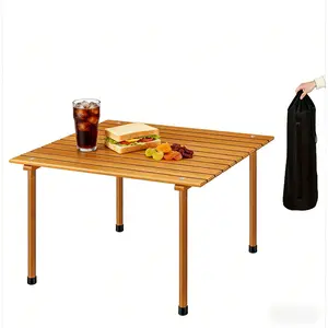 1pc Portable Roll-up Mini Beach Table, Folding Indoor and Outdoor Table with Easy Installation and Foldable Storage Belt