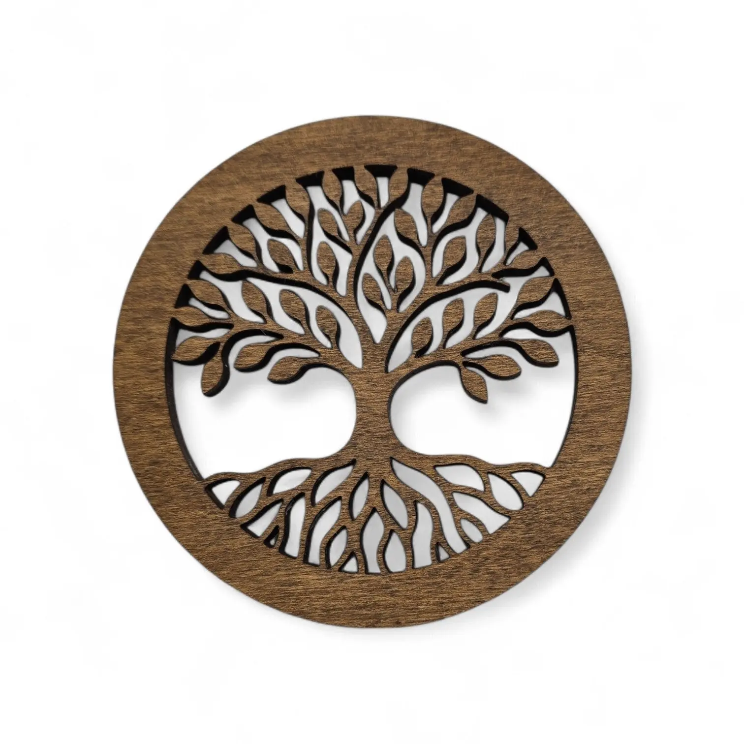 Coaster: Tree of Life Laser Cut from Wood Top and Cork Back 4" Diameter