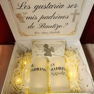 Baptism godparents proposal a elegant design gift box with a set of two glasses 16oz