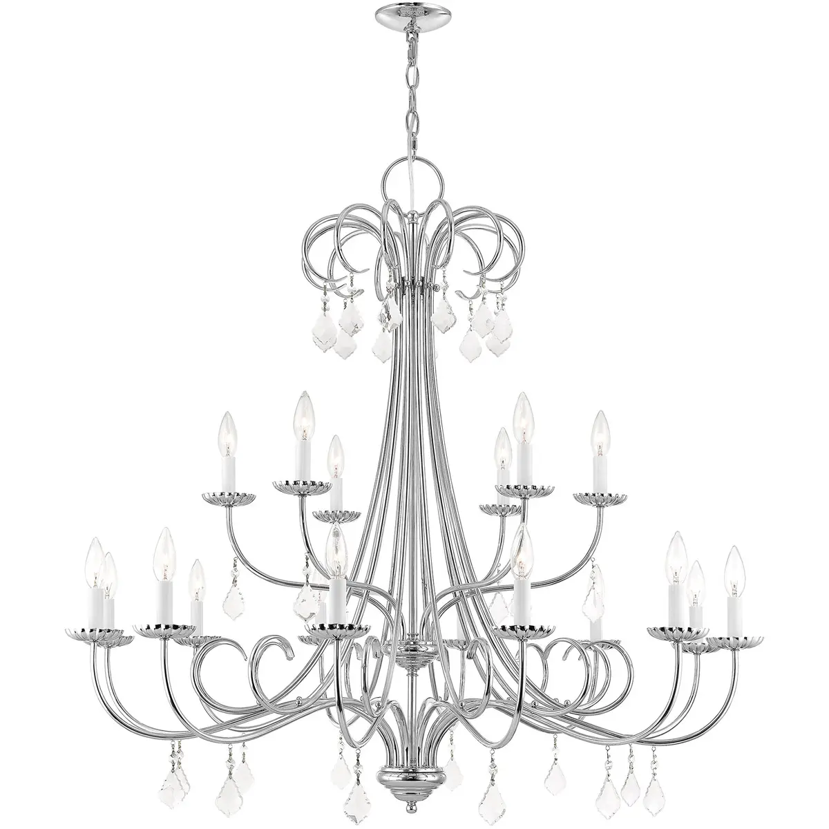 18 Light Polished Chrome Foyer Chandelier with Steel base material