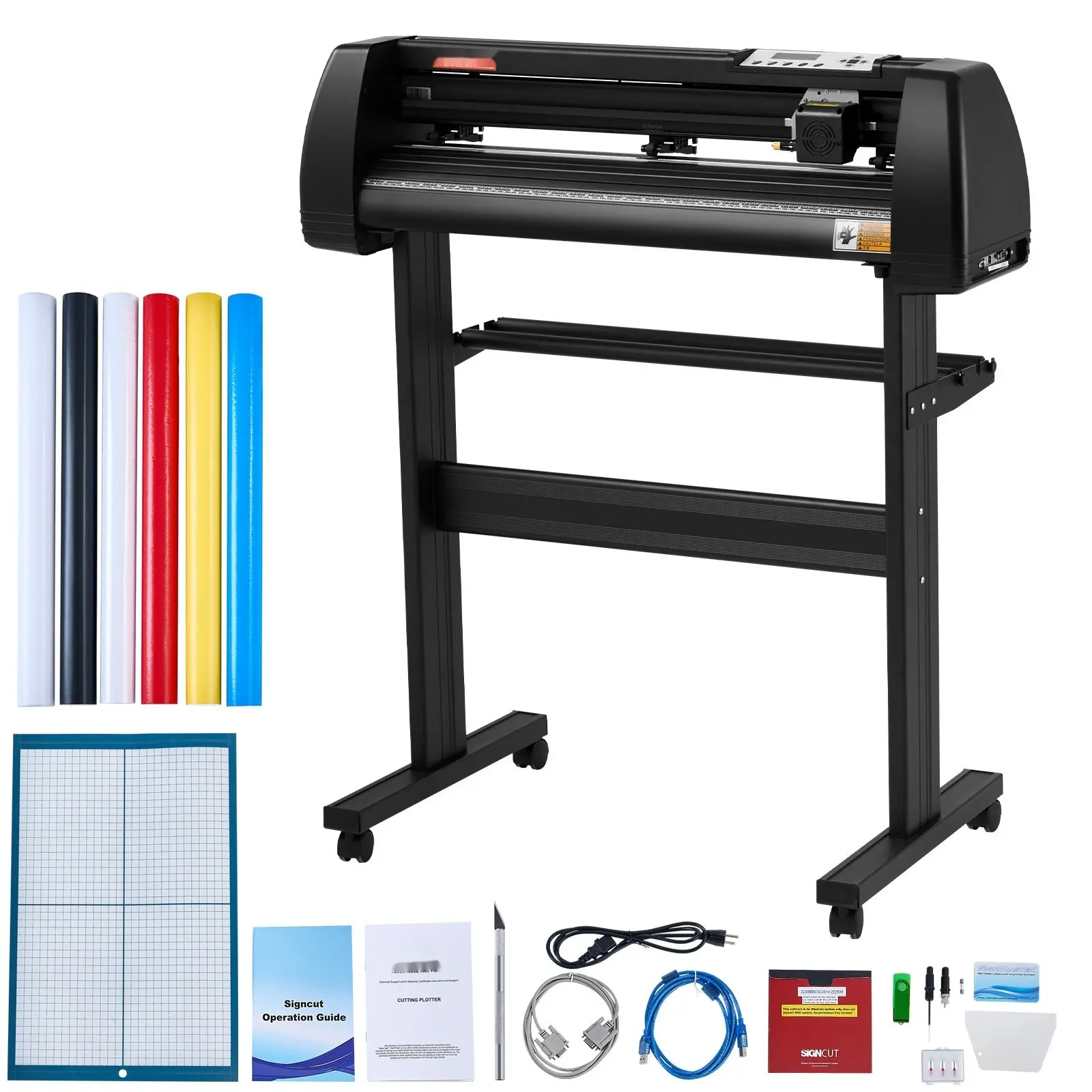 Vinyl Cutter Machine, 28Inch Vinyl Plotter, LCD Display Plotter Cutter, Adjustable Double-Spring Pinch Rollers Sign Cutting Plotter, Plotter With Signmaster Software For Design And Cut