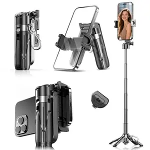 2026 New 4-in-1 Multifunctional mini Selfie Stick with 360° Rotation Compact Stylish Wireless Bluetooth Control Magnetic Phone Holder for Selfies Video Recording Vlogging Compatible with Most Phones - Stabilizer Camera,Maxinum extend to 16 inches