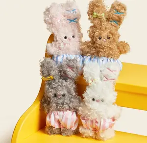 2026 New Arrival Scroll Rabbit Bag Pendant Small Toy Backpack Decoration Festival Gifts Bag Charm Plush Keychain for Girls Fuzzy Cute Doll Accessory Scribble Rabbit Bag Charm Plush Keychain