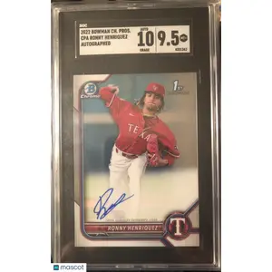 Ronny Henriquez SGC 2022 Bowman Chrome 1st Pros. Auto 9.5 #CPA RH Texas Rangers