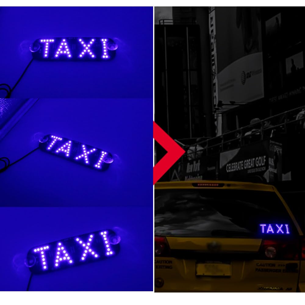 1pcs Taxi Sign Light USB On/Off Button, Bright Taxi LED Sign, Suction Cup Window Placement for Taxi Car (Blue)