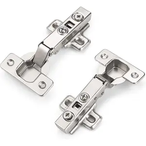 1 Pair (2 Pcs) 105 Degree Soft Closing Cabinet Hinges,European Full Overlay Concealed Hinge with Mounting Plate
