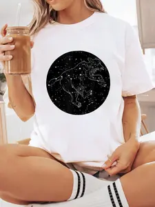 100% Cotton Unisex Star sign Great Bear Astrology Constellation Horoscop Zodiac T-Shirt Short Sleeve T-Shirt Women's Men's Graphic Tee Causal Tops