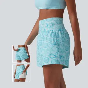 Halara High Waisted 2-in-1 Seashell Shorts 5'' with Pockets