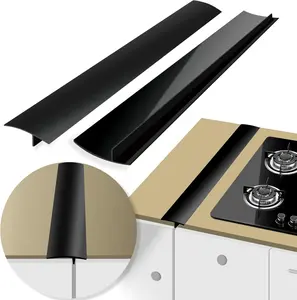 Gap Filler for Stove and Counter - Kitchen  Cover Silicone Cover Between Stove and Counter 21 Inches Black Wide Stainless Kitchen Stove Covers