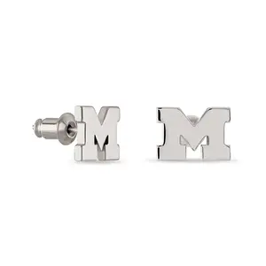 Michigan Stud Earrings Block M Stainless Steel