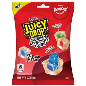 Juicy Drop Gummy Mystery Cube Candy – 5oz Peg Bag Snack Cherry Bites