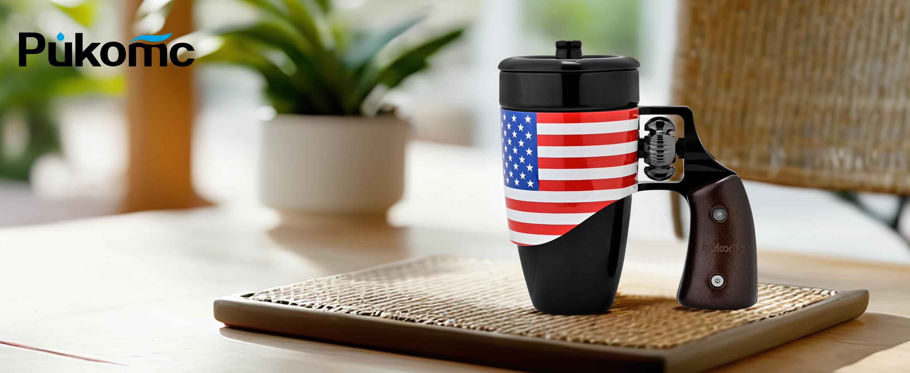 Pukomc Coffee Mug with Rotatable Wooden Handle Gift Boxes, Ceramic Leak-Proof and Scalding-Proof Cup, 16 Ounces Beverage Drinkware Glass Reusable Reuse Tumbler Washable, Best Gift Ideas for Men, Boyfrieds Gifts, Men Gifts