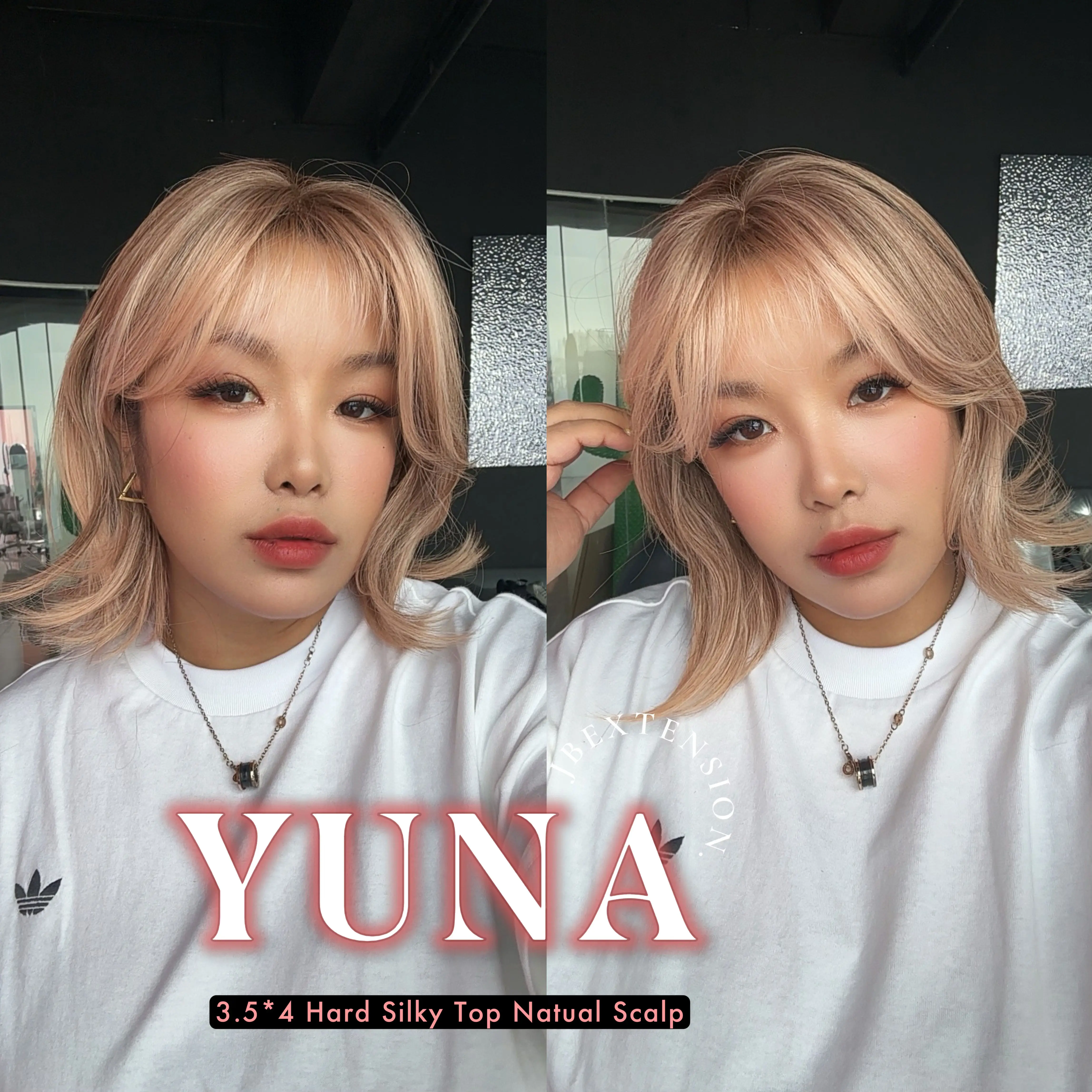 JBEXTENSION 12 Inches Scalpiana 3.5X4 Hard Silky Top Natural Scalp Effect Women Wig With Bangs YUNA