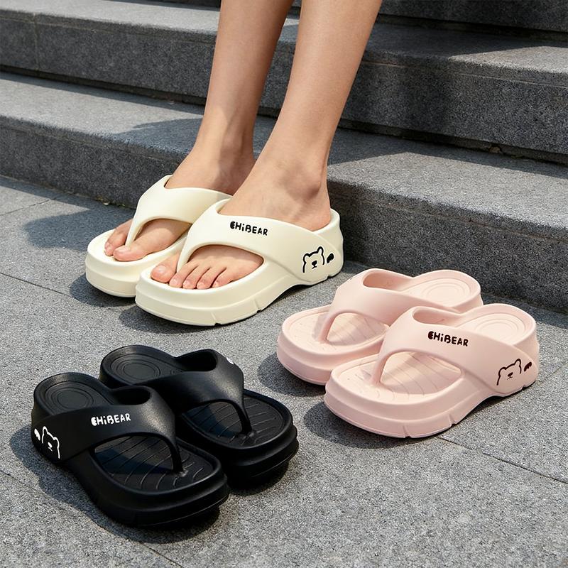 GRIP&GO Women's Fashion Height Increasing Flip Flops with Cute Bear Pattern EVA Material Comfortable Breathable Non-slip Sandals for Beach Home & Outdoor Use GRIP&GO Women's Fashion Height Increasing Flip Flops with Cute Bear Pattern EVA Material Comfortable Breathable Non-slip Sandals for Beach Home & Outdoor Use