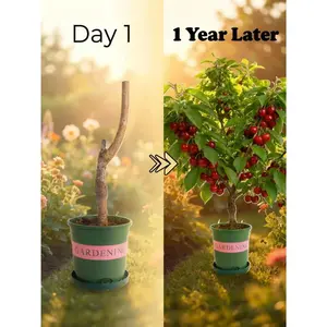 Cherry Tree Starter Plant Live | Fruit Sapling for Garden & Home Growing | Easy Care Outdoor Fruit Tree | Beginner Friendly Plant