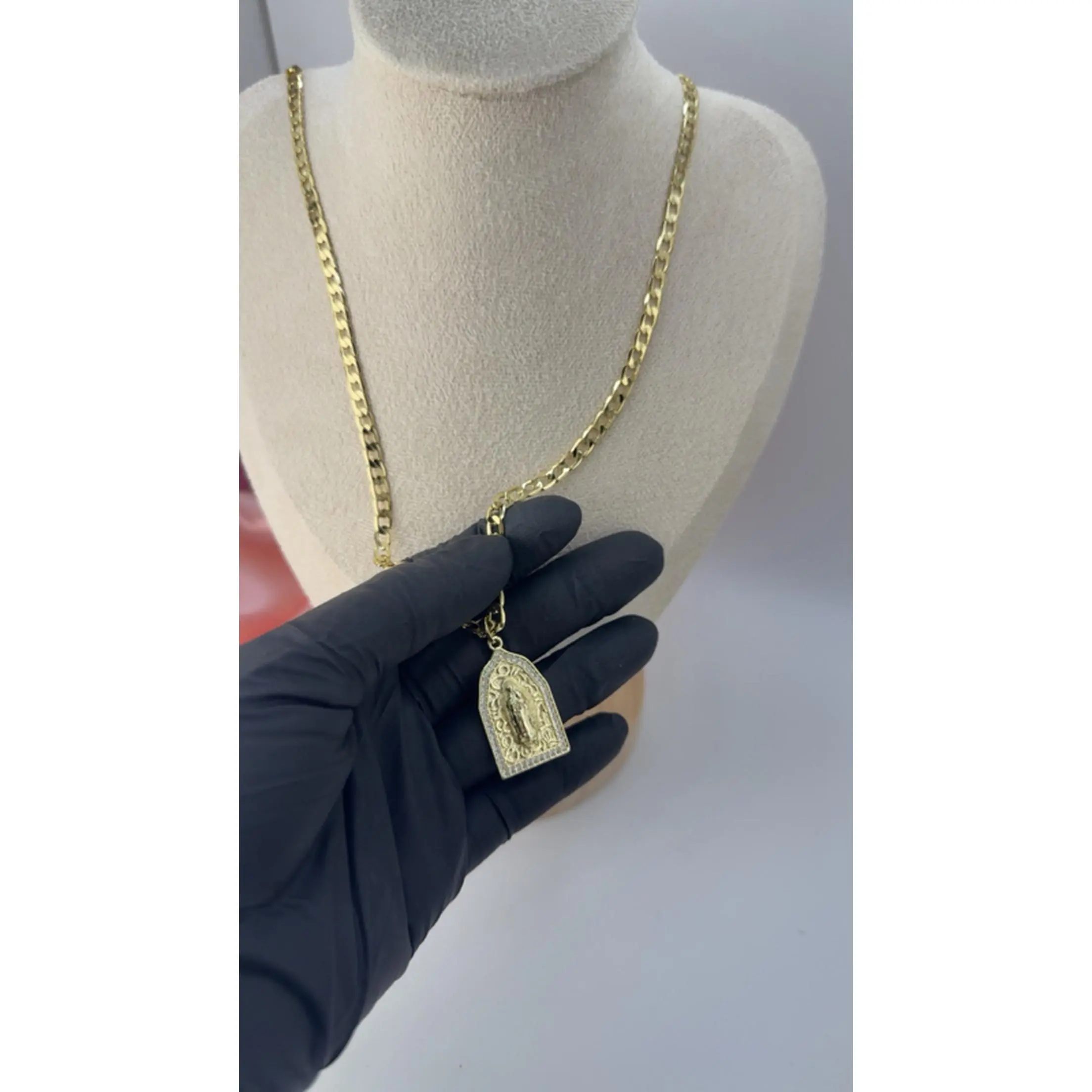 Chain of the Virgin of Guadalupe Gold Color Pendant Necklace for Women