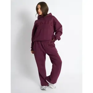 Wide Leg Sweat Pants Deep Burgundy