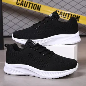Men's Breathable Mesh Running Shoes - Black, Odor-Resistant, Non-Slip Soft Sole Sneakers, Suitable for All Seasons, Casual Dad Shoes