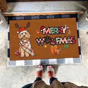 Merry Woofmas Labradoodle Mat, Dog Doormat Christmas, Labradoodle Dog Xmas Rug, Dog Lover Gifts, Christmas Dog Doormat, Christmas Gifts
