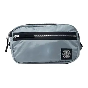 Stone Island Men's Nylon Waist Bag with Metal Hardware Logo in Gray