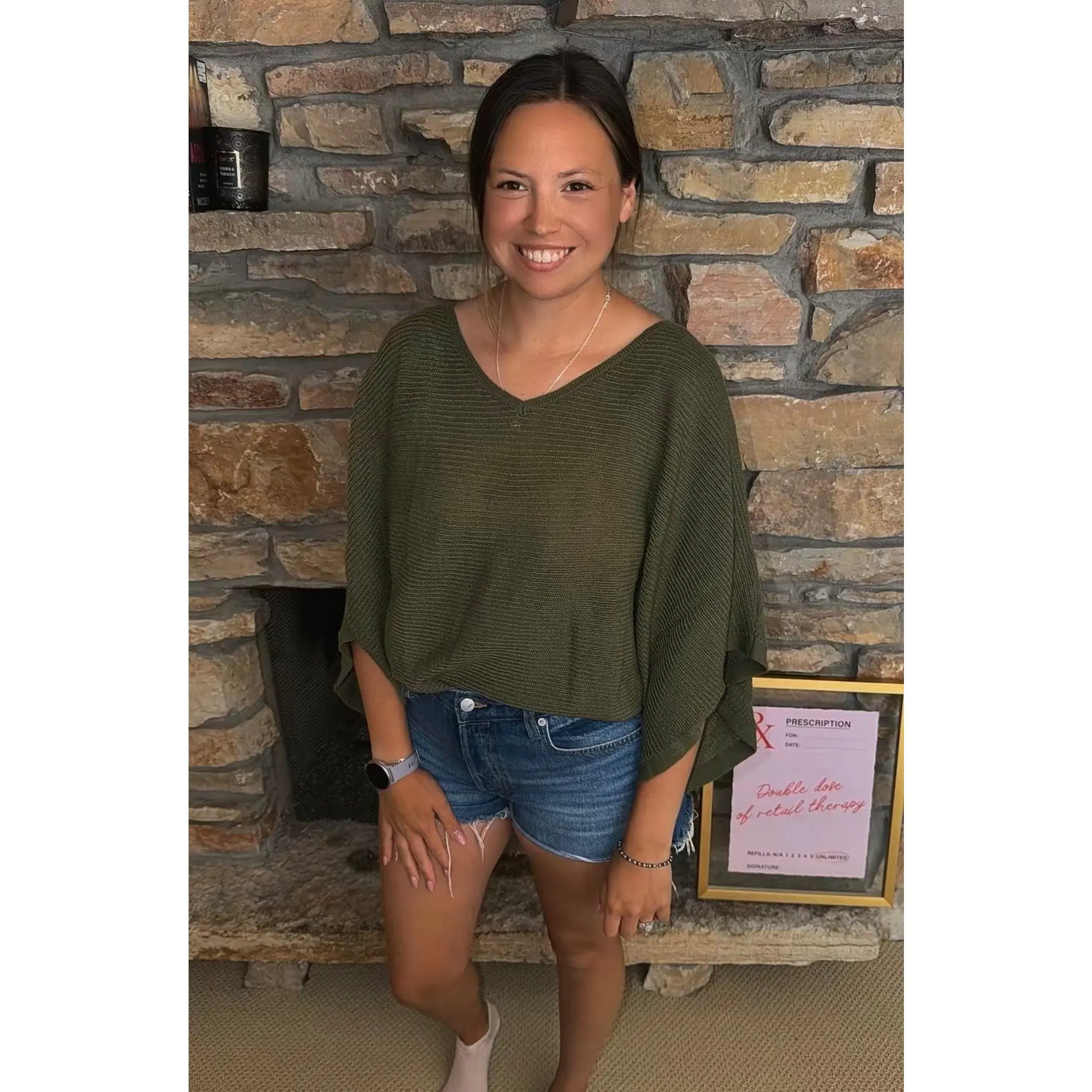 Olive Lightweight Knit Poncho Top