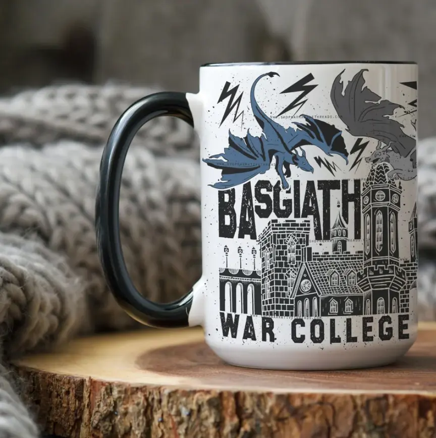 Basgiath War College Campus Mug, Rebecca Yarros Fourth Wing Iron Flame Empyrean Merch Mugs, Book Lovers Tea Cup Gift Ceramic Mug 11oz & 15oz
