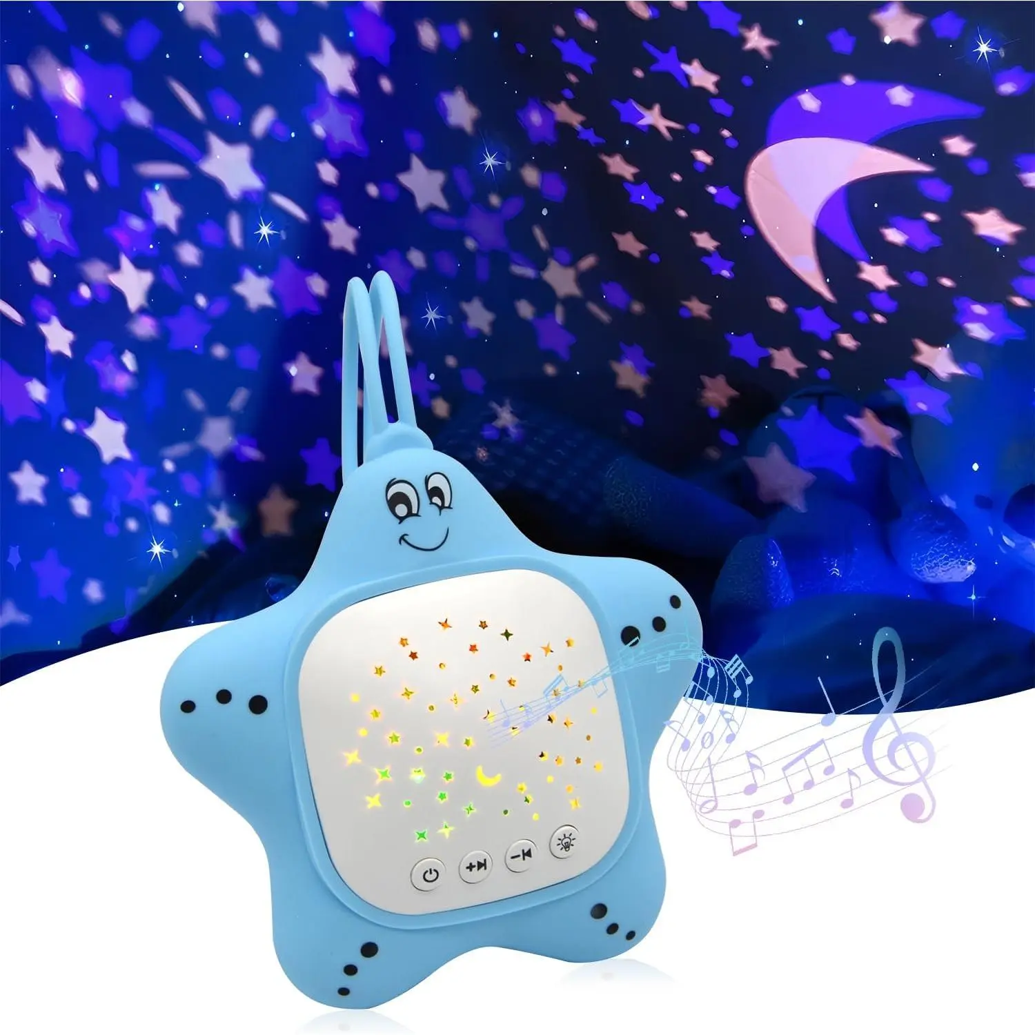 P-ADE05 Baby White Noise Sound Machine - Rechargeable Portable Sleep Aid with Soothing Music, Star Projector for Nursery, Travel, Gift (Electronics Audio Speaker)