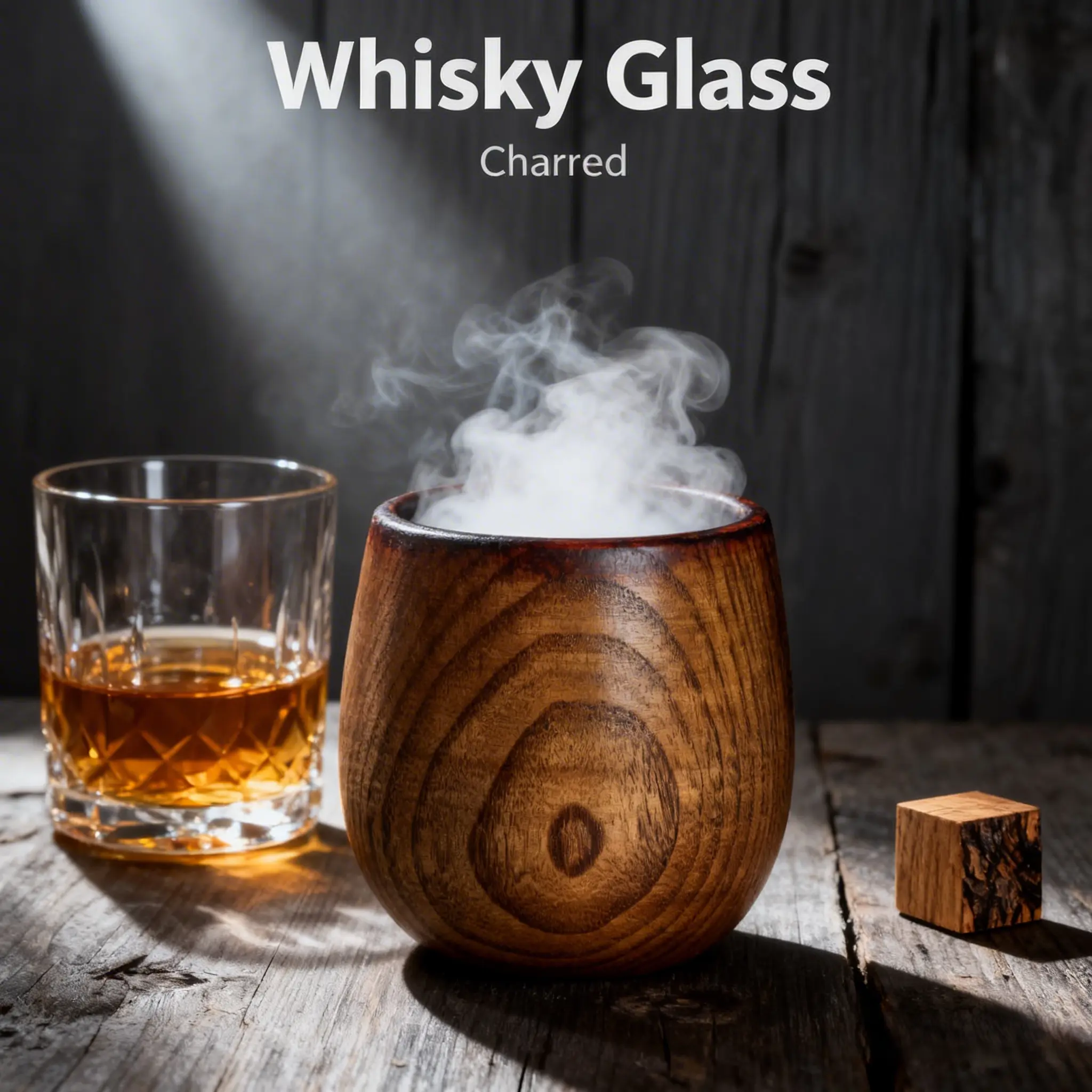 10oz Handcrafted Charred Wood Barrel Whiskey Glass - Durable Old-Fashioned Bourbon Drinkware, Flavor-Preserving Kitchenware, Unique Gift for Husbands (Father's Day)