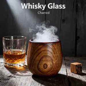 Wooden Whiskey & Bourbon Tumbler Charred OldFashioned Drinking Glass Handcrafted Traditional WoodCup Unique Gift for Men Perfect for Holidays & SpecialDccasions
