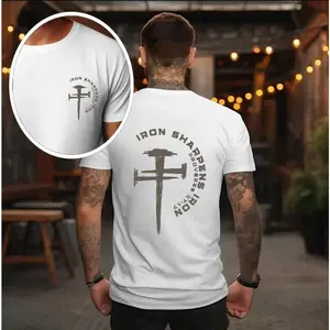 Trek Gear Lab  T-Shirt  Iron Sharpens Iron Christian Gym Shirt Gym Pump Christian Clothes Proverbs Bible Verse Shirt Christian Streetwear Jesus Christian Man Shirt