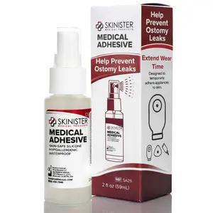Skinister Medical Adhesive Spray & Remover for Skin | Silicone Adhesive for Ostomy Bag & Ostomy Supplies | Ileostomy, Colostomy, Urostomy | Prosthetics, Wigs & Breast Forms