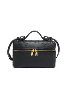 Ostrich Pattern Woven Small Square Bag for Women, Luxurious Metal Zipper Buckle Shoulder Handbag, Stylish Crossbody Purse, Casual Shoulder Bag