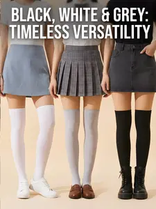 3 Pairs Striped Over-The-Knee Socks, Comfortable Casual Fashion, Fit, Suitable for Daily Wear, Spring Summer